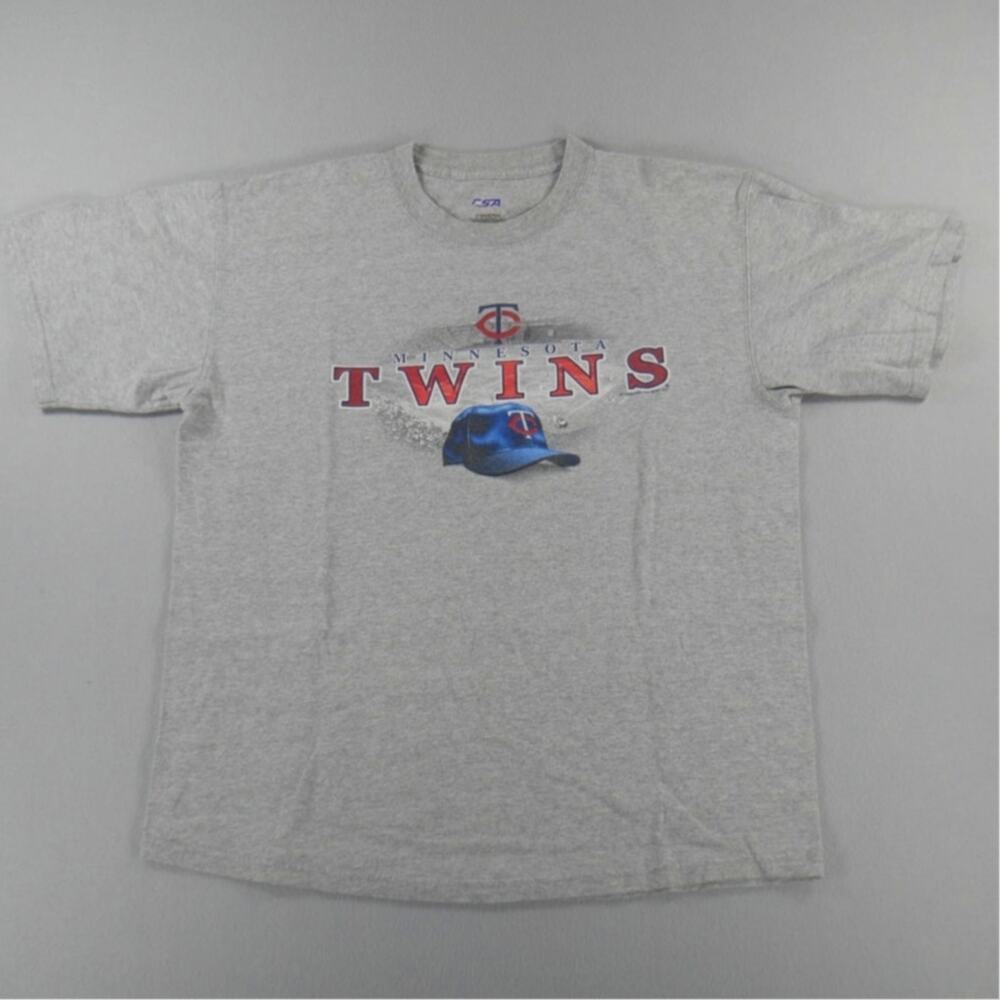 Vintage Y2K Minnesota Twins MLB Baseball Graphic Tee CSA Mens Size Large Gray